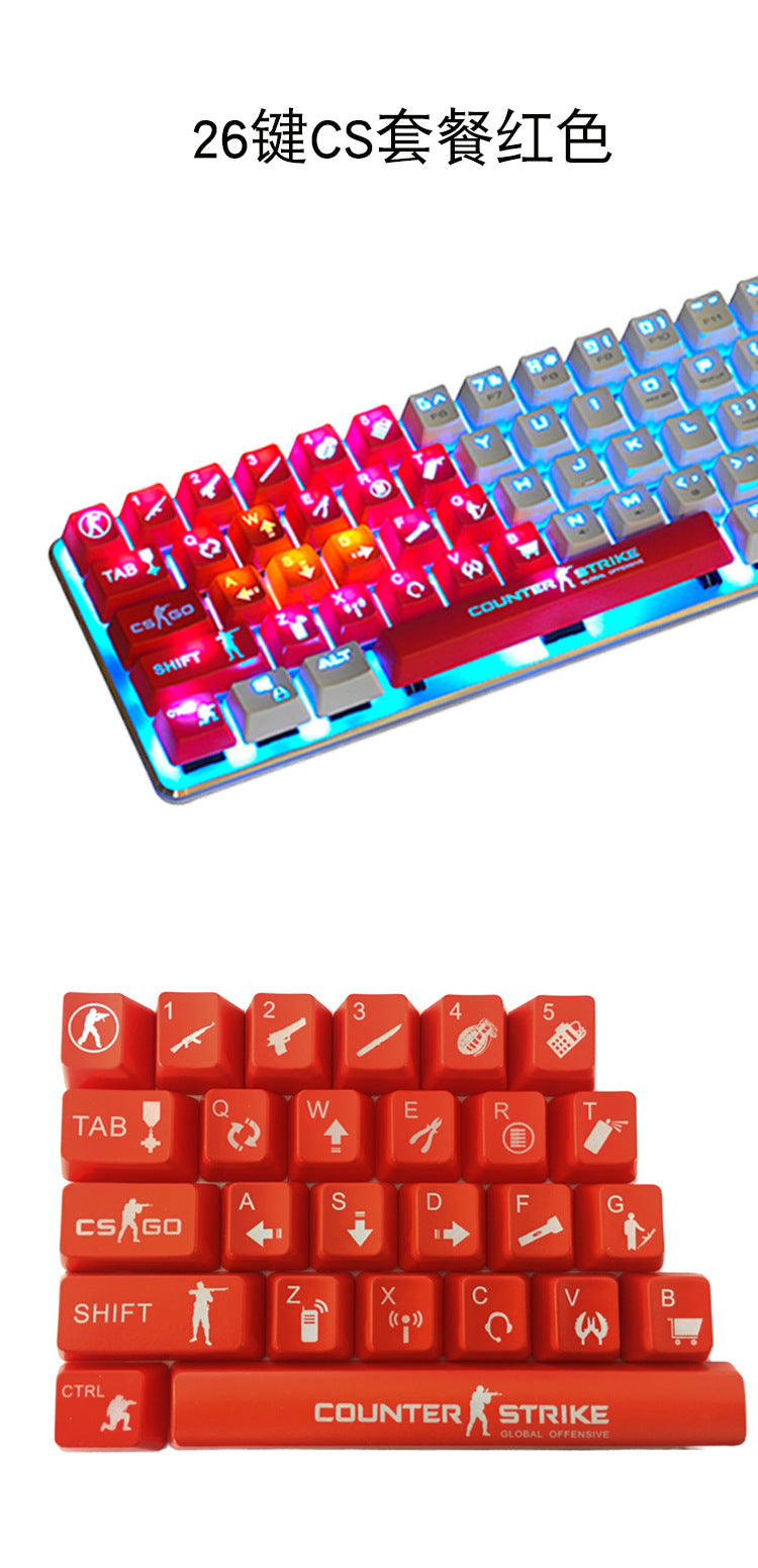 1 set ABS CSGO mechanical keyboard Keycaps personality transparent Wearable keycap