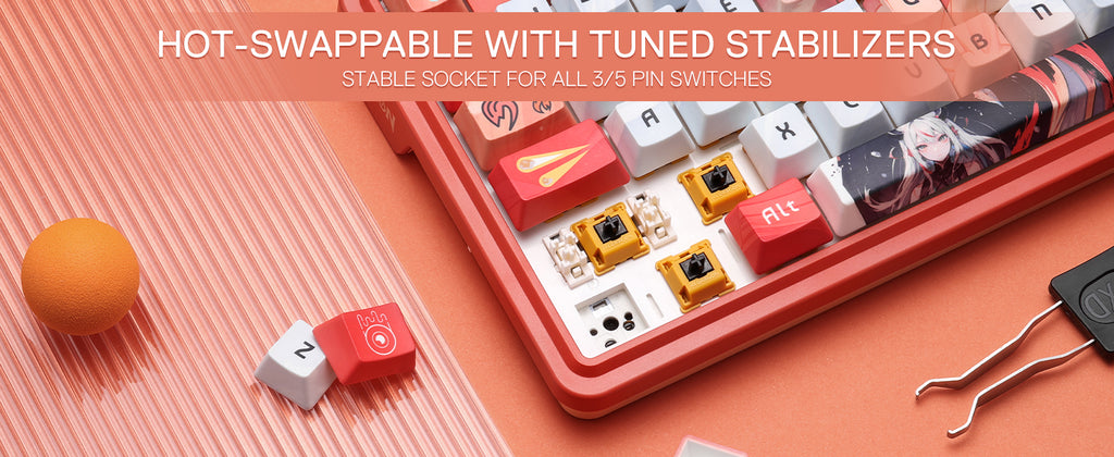 Redragon K673 PRO SE 81 Keys Wireless RGB 3-Mode Anime Mechanical Hot-Swap Socket Gaming Keyboard, Custom Hi-Fi Linear Switch