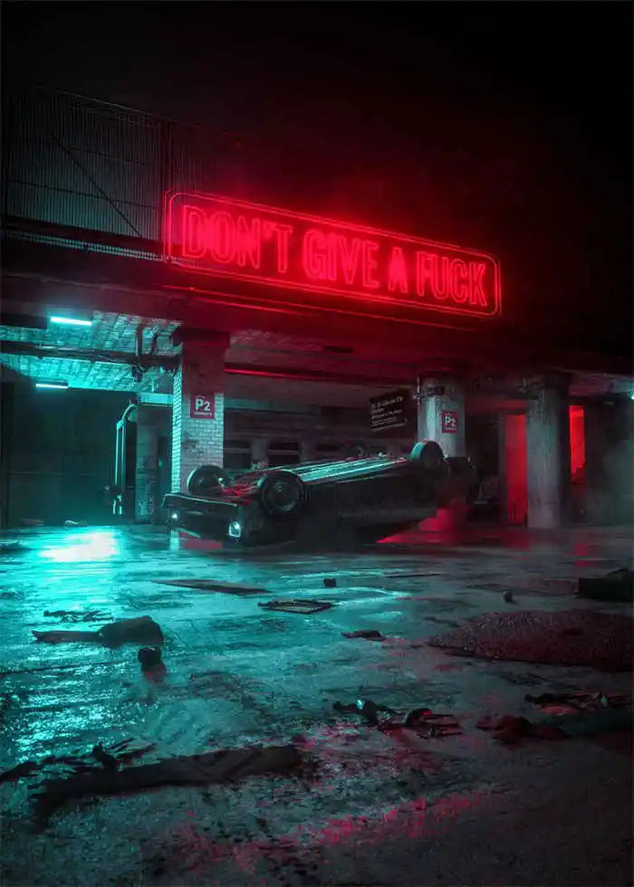 Neon Night City Landscape 80s Retro Cyberpunk Car Posters for Room Aesthetic Painting Canvas Print Home Art Wall Decor Pictures
