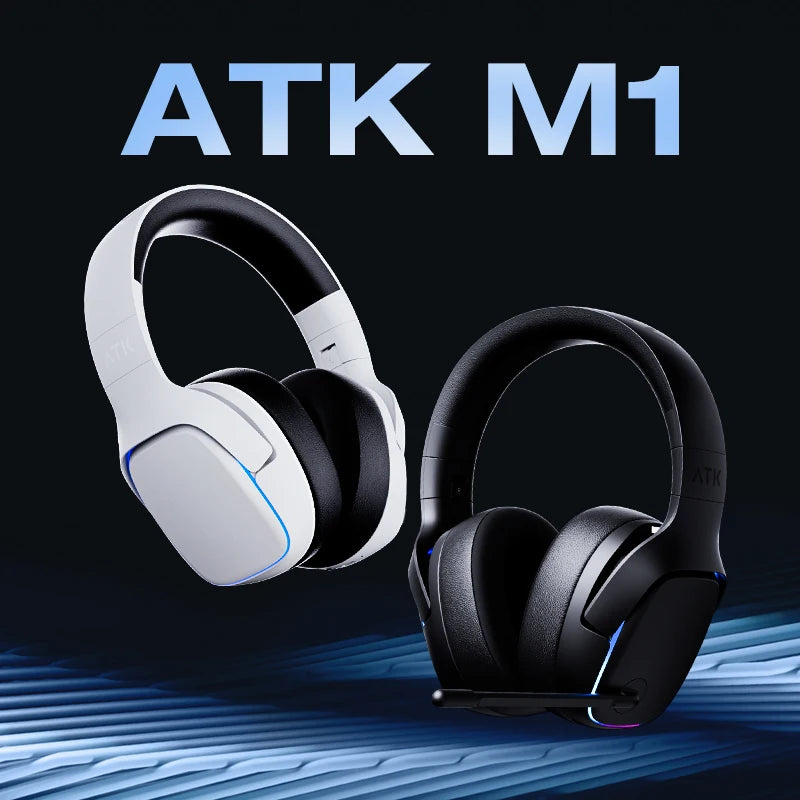 ATK M1 Game Headset Three Mode Wireless Headworn PS5  PC Gaming Headset Microphone Virtual 7.1 Surround Noise Reduction Headset