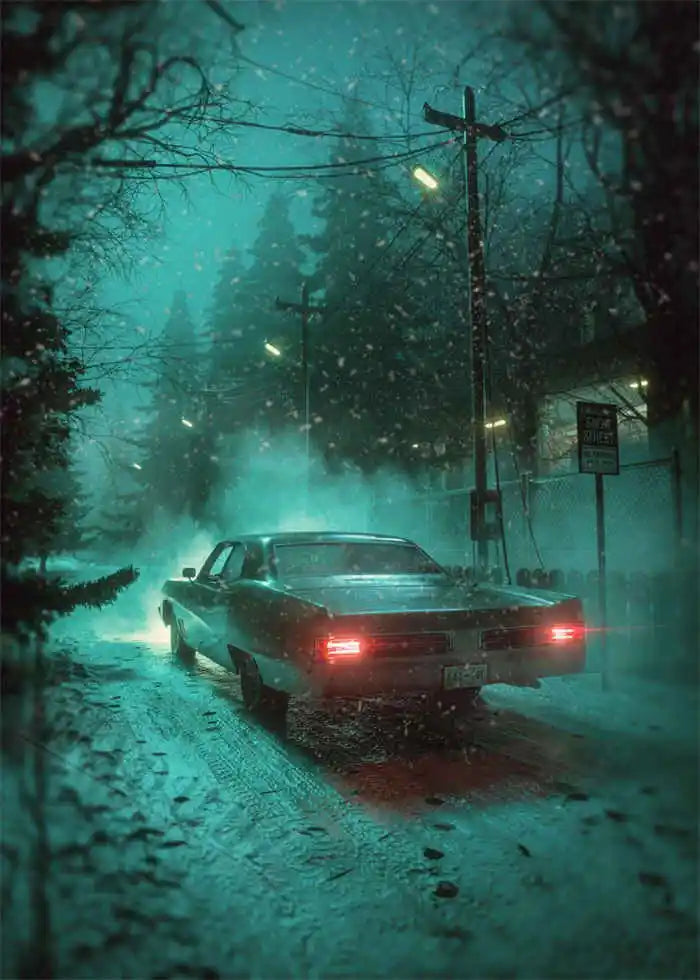 Neon Night City Landscape 80s Retro Cyberpunk Car Posters for Room Aesthetic Painting Canvas Print Home Art Wall Decor Pictures