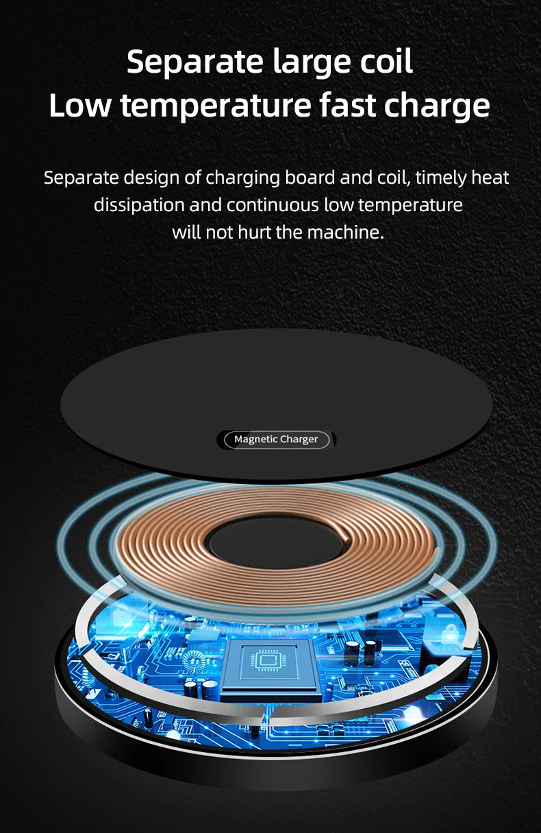 Magnetic Wireless Charger Induction 20W Fast Charging Station For iPhone 15 14 13 12 11 Pro Max X XS XR 8 Plus Phone Airpods Pro