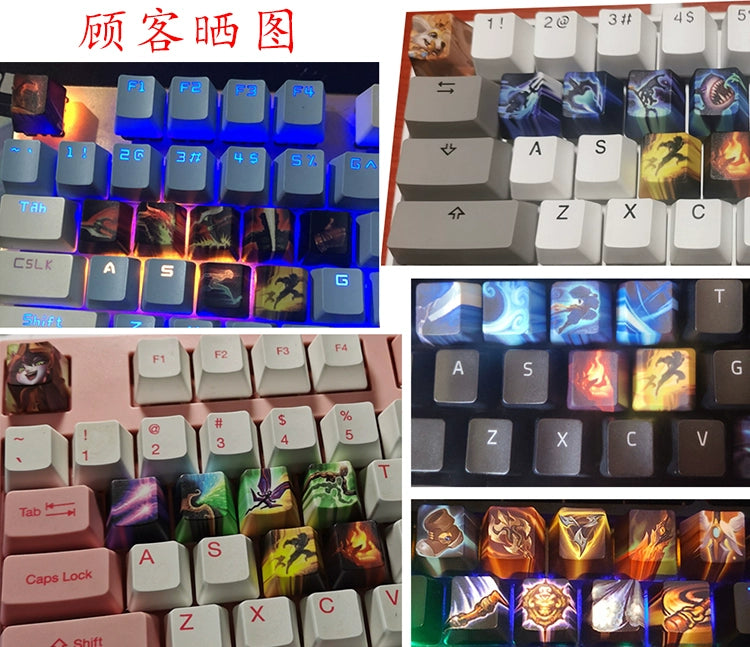 1 Set LOL Keycaps For MX Switch PBT 5 Sides Dye Subbed Keycap All Champions Can Be Customized OEM Cherry XDA Profile Key Cap