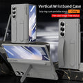Wristband Holder Hinge Phone Case For Samsung Galaxy Z Fold 7 6 5 4 3 With Pen Slot & S Pen Screen Protector Film Protect Cover