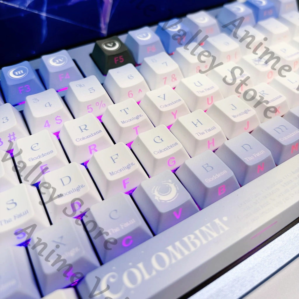 Anime Genshin Impact Columbina Cosplay Side Lighting Kforce Cartoon Keycaps PBT Mechanical Keyboard Keycap Keyboards Cap Gift