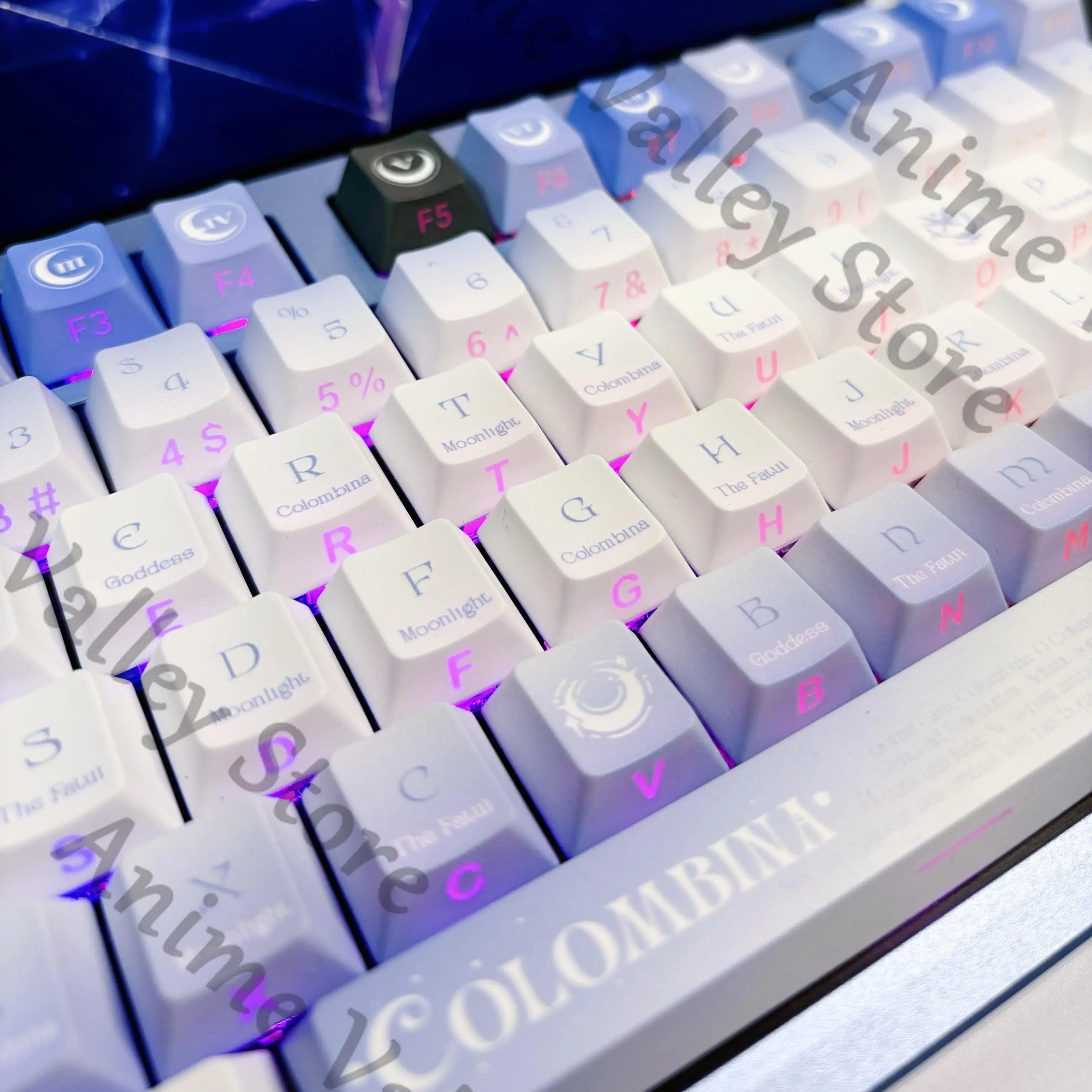 Anime Genshin Impact Columbina Cosplay Side Lighting Kforce Cartoon Keycaps PBT Mechanical Keyboard Keycap Keyboards Cap Gift