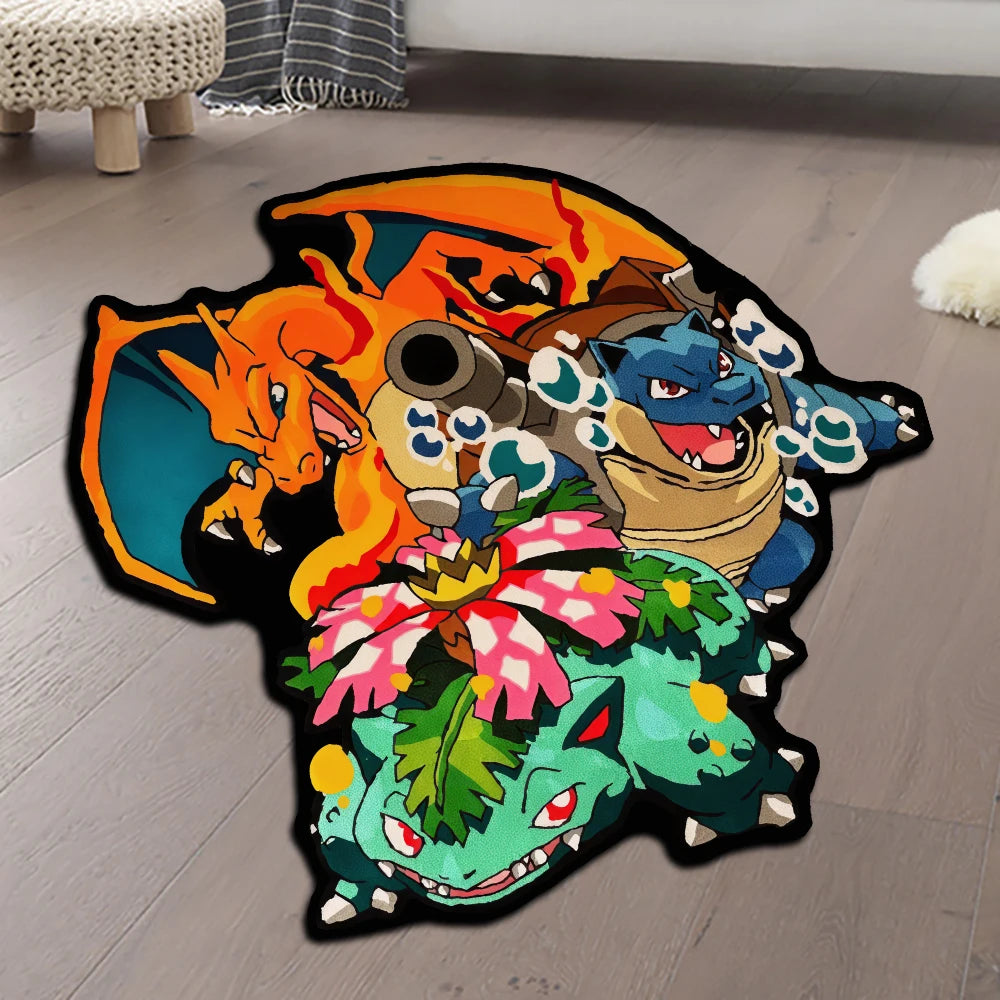 Area Rug  Anime Pikachu Charizard Squirtle Bulbasaur Gengar Mewtwo Pokémon Super Cool Handmade Printed Carpet for Home Decor