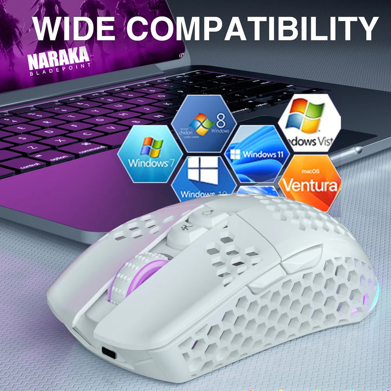 SM600 3-Mode Connection Wireless Gaming Mouse Ergonomic Design Rechargeable Mice Macro Software Zero Latency
