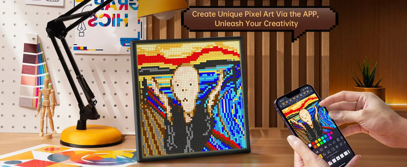 Divoom Pixoo 64 WiFi Pixel Art Display WiFi Cloud Digital Frame with APP Control,64 X 64 LED Panel  for Gaming Room Decoration