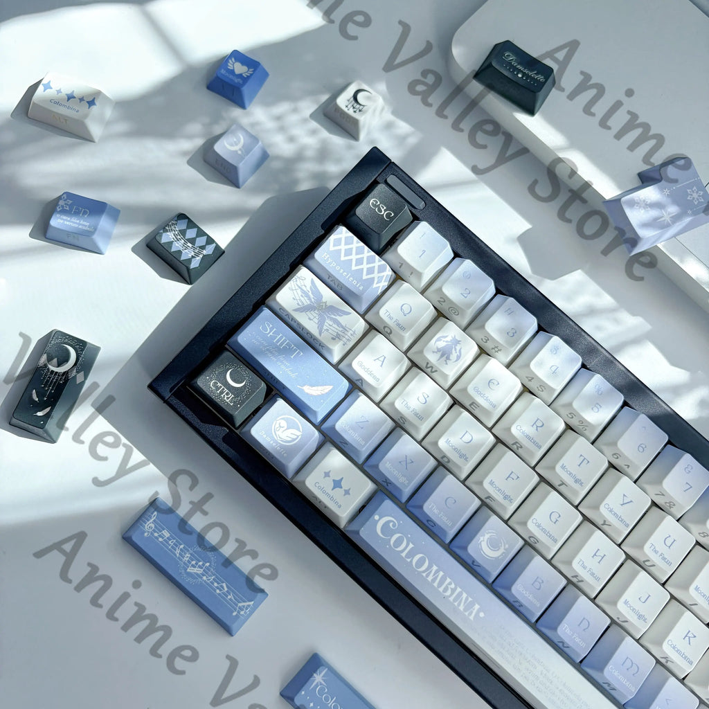 Anime Genshin Impact Columbina Cosplay Side Lighting Kforce Cartoon Keycaps PBT Mechanical Keyboard Keycap Keyboards Cap Gift