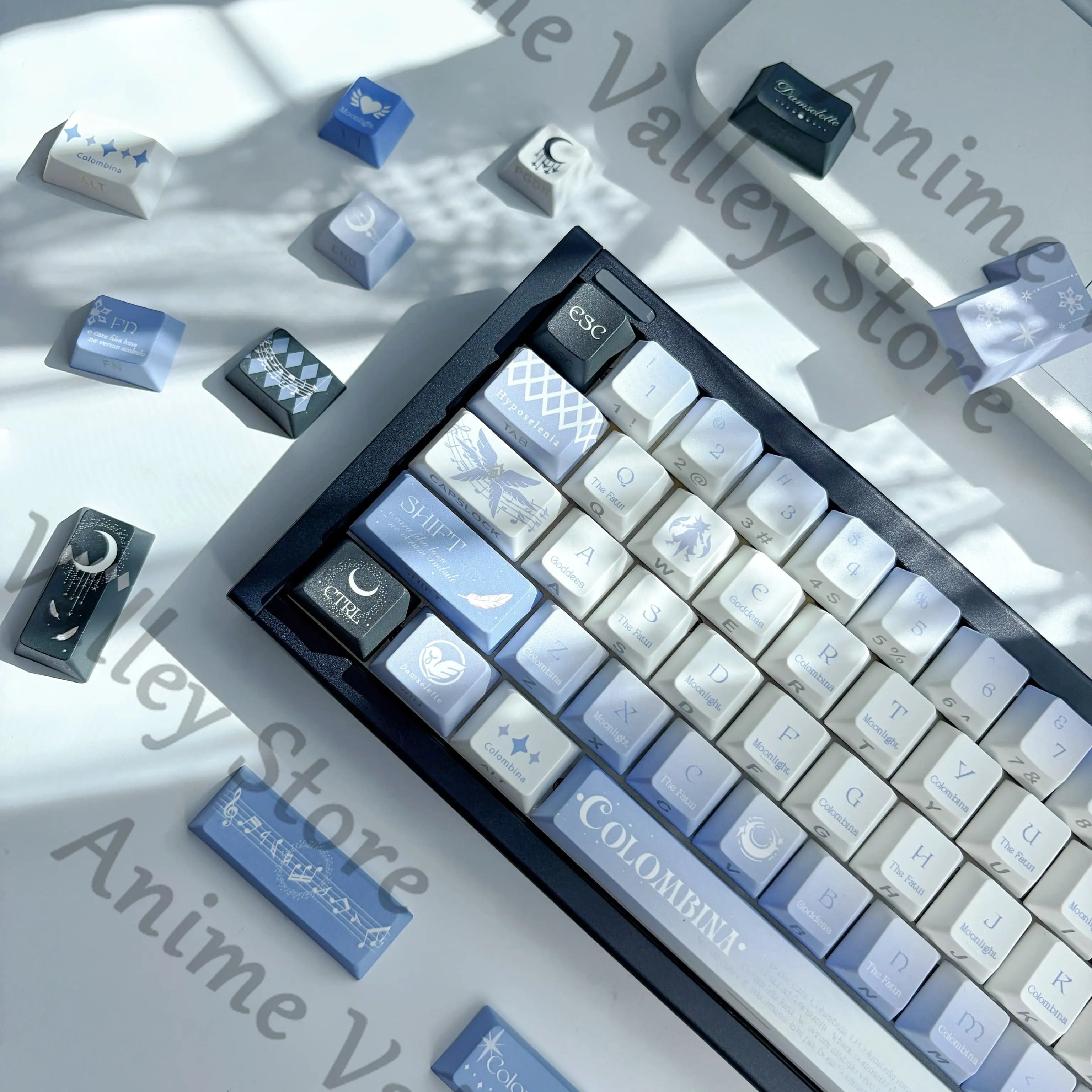 Anime Genshin Impact Columbina Cosplay Side Lighting Kforce Cartoon Keycaps PBT Mechanical Keyboard Keycap Keyboards Cap Gift