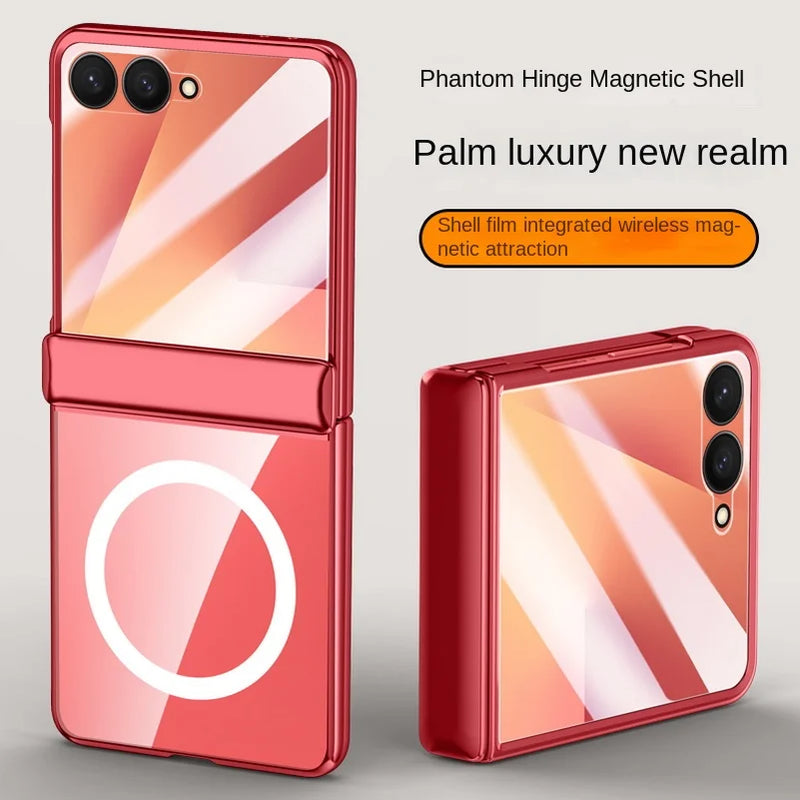 With Tempered Glass Protective Phone Case For Samsung Galaxy Z Flip7 flip 7 Spring Hinge All-inclusive Camera protect Cover