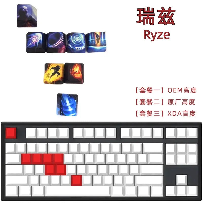 1 Set LOL Keycaps For MX Switch PBT 5 Sides Dye Subbed Keycap All Champions Can Be Customized OEM Cherry XDA Profile Key Cap