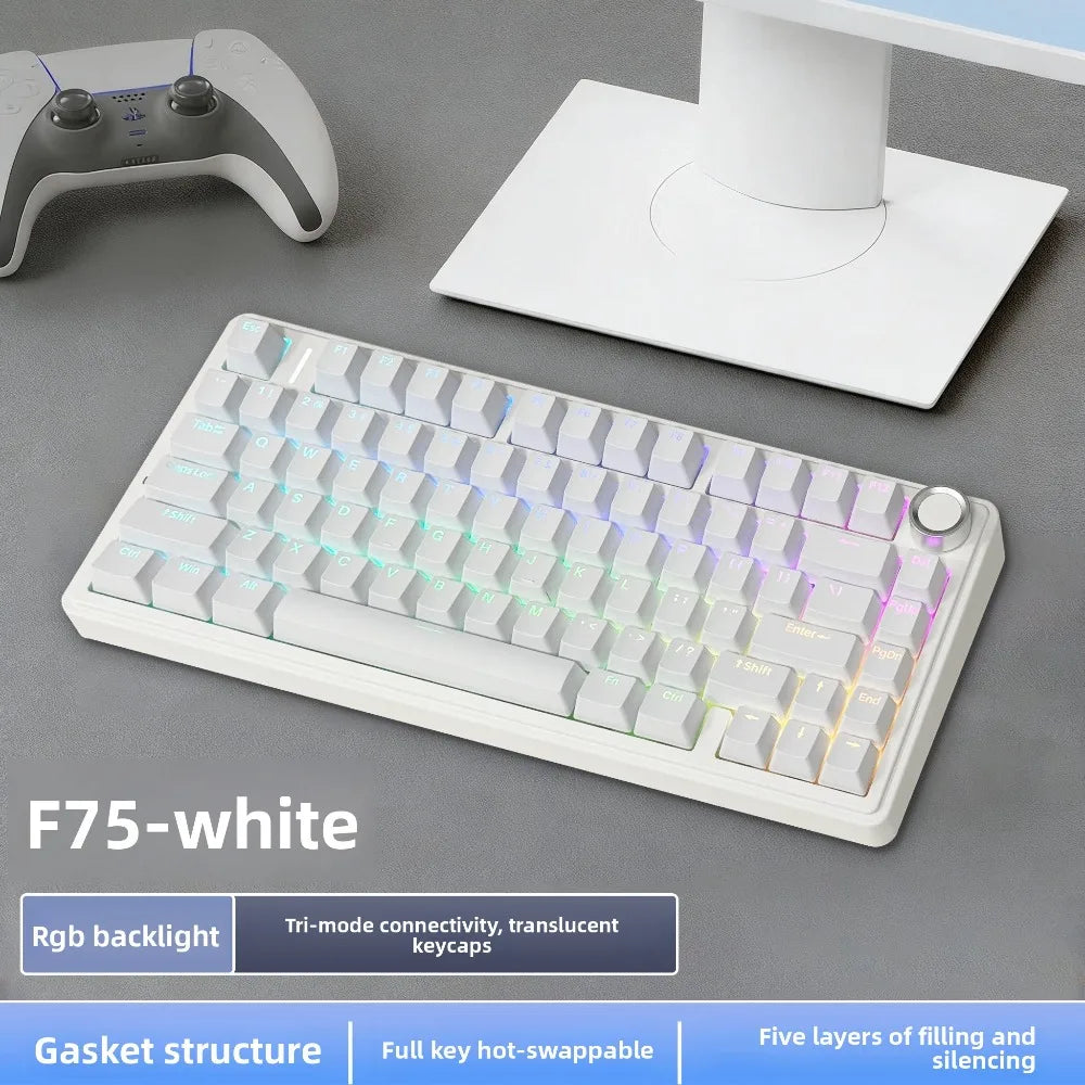 AULA F75 Wireless Mechanical Keyboard Hot Swappable,Pre-lubed Reaper Switches, 2.4GHz/Type-C/BT5.0, RGB Backlit Gaming Keyboards