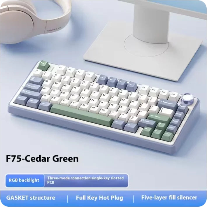 AULA F75 Mechanical Keyboard Wired/2.4G Wireless/Bluetooth RGB PBT 75% Layout OEM Profile Gasket Customized Pc Gaming Keyboard