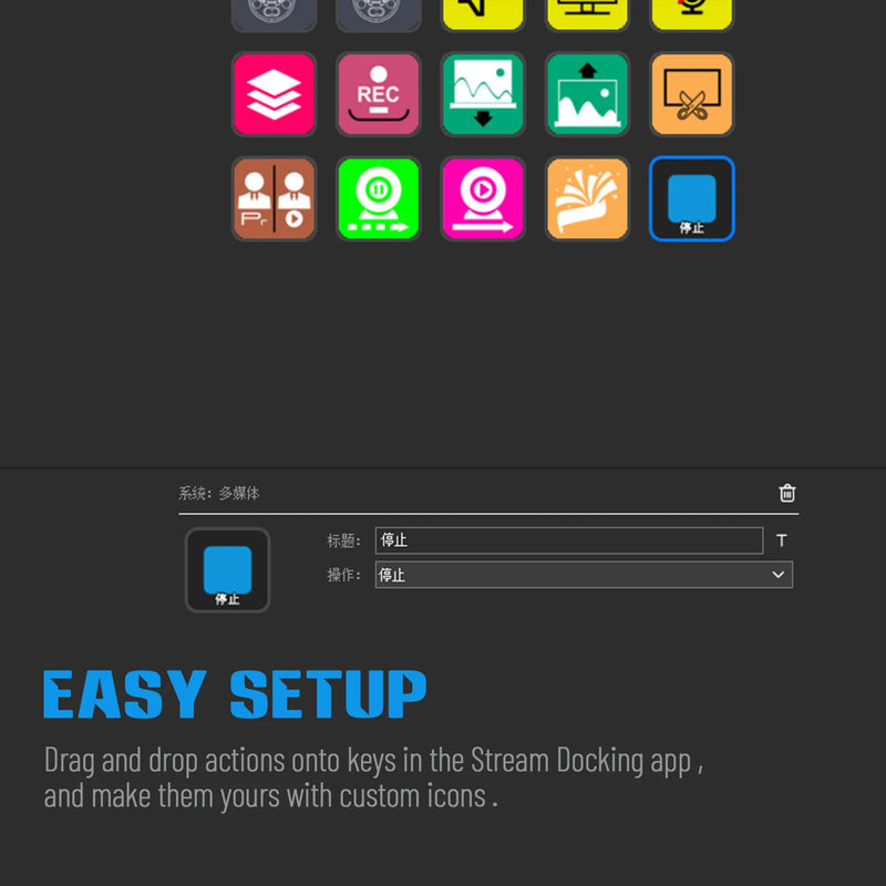 Visual Stream HAISEEN Dock Keyboard LCD Button 15Keys Live Content Creation Controller Customizable Windows/MacOS/Android/iOS