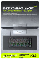 APAYADO K82 Wired Steampunk Mechanical Keyboard 75% Compact 82-Key Hot-Swappable RGB Retro Gaming Keyboard Multifunctional Knob
