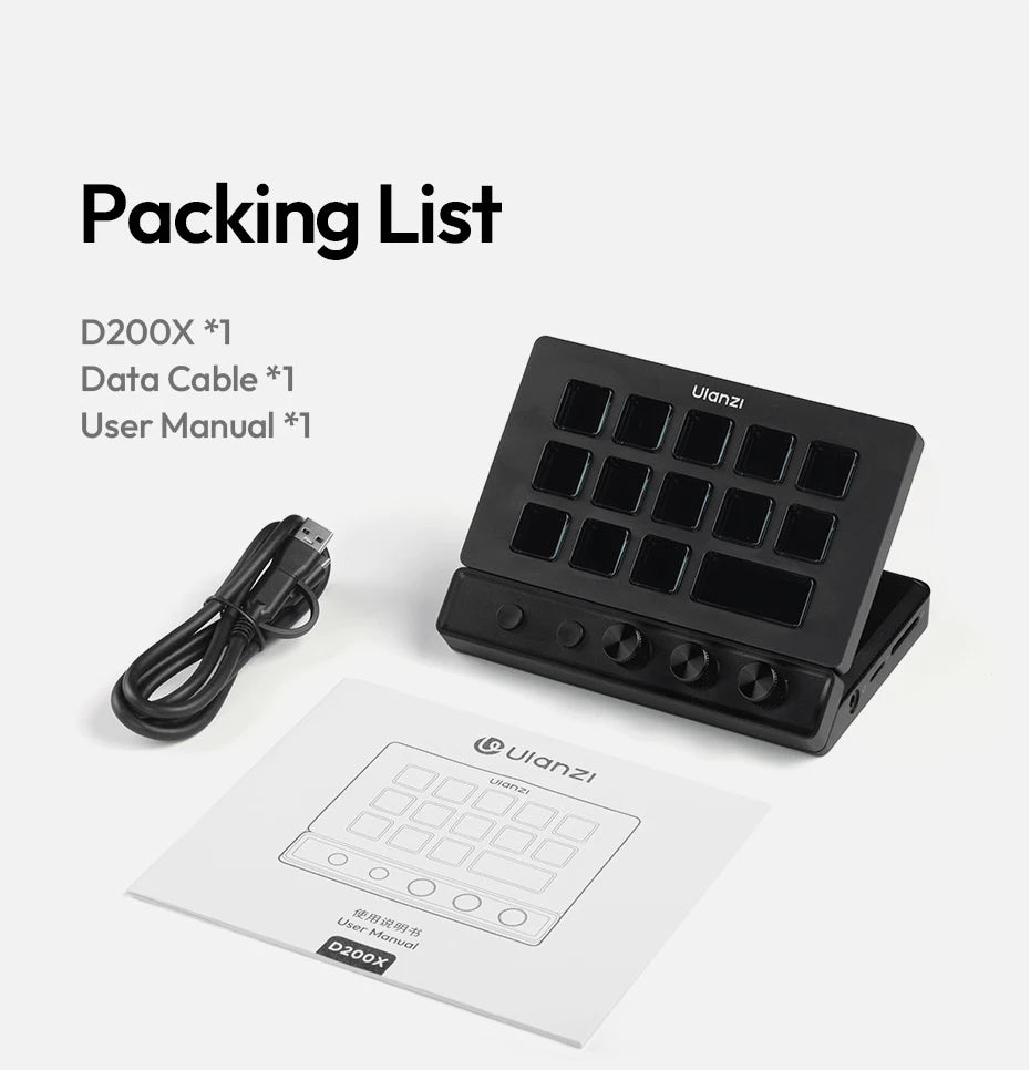 Ulanzi D200X All-in-One Creative Deck Studio Controller for Video/Photo Editing 8-in-1 Docking Station with Audio Jack 4K HDMI