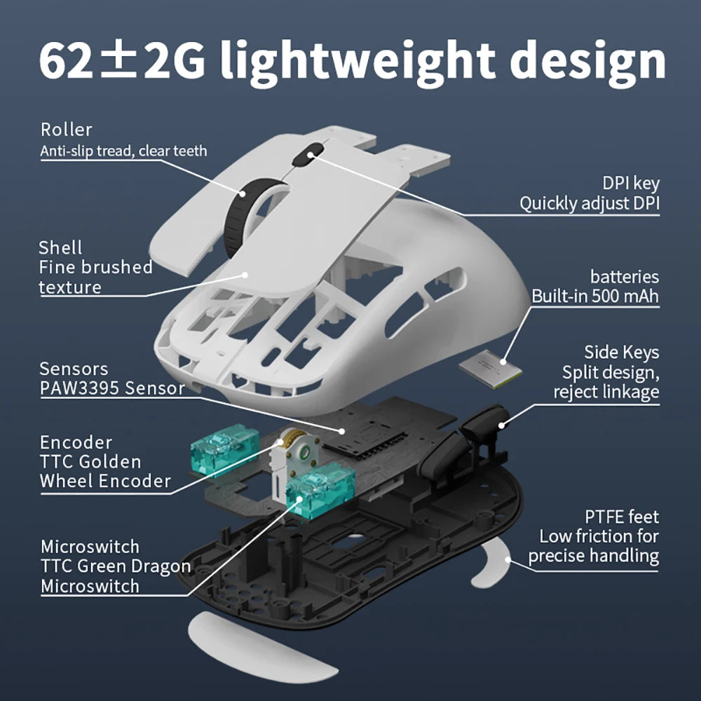Darmoshark X5 Gaming Mouse 7Key PAW3395 Double 8K Wired Wireless 26000 DPI RGB Magnetic Charging Base Motospeed Macro Game Mouse