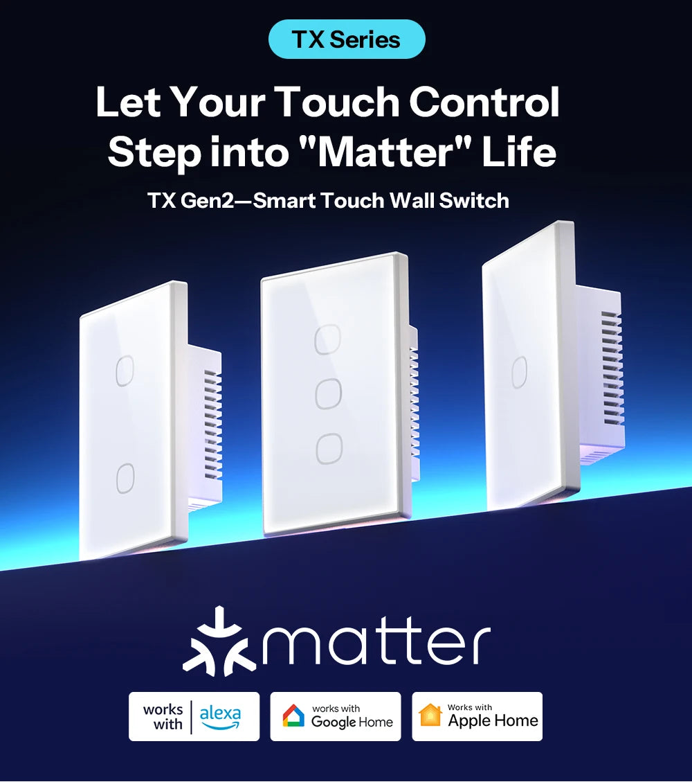 SONOFF TX Gen2 US Smart Touch Wall Switch T6 120 Matter Detach Relay Adjustable Night Switch Locator Apple Ecosystem Compatible