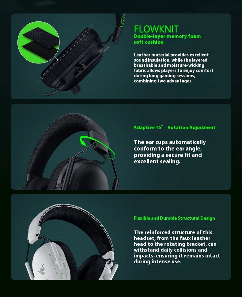 Razer Blackshark V3 PRO Headphones Wireless Tri-mode Professional Esports Gaming Earphones with Mic Noise Reduction Headsets