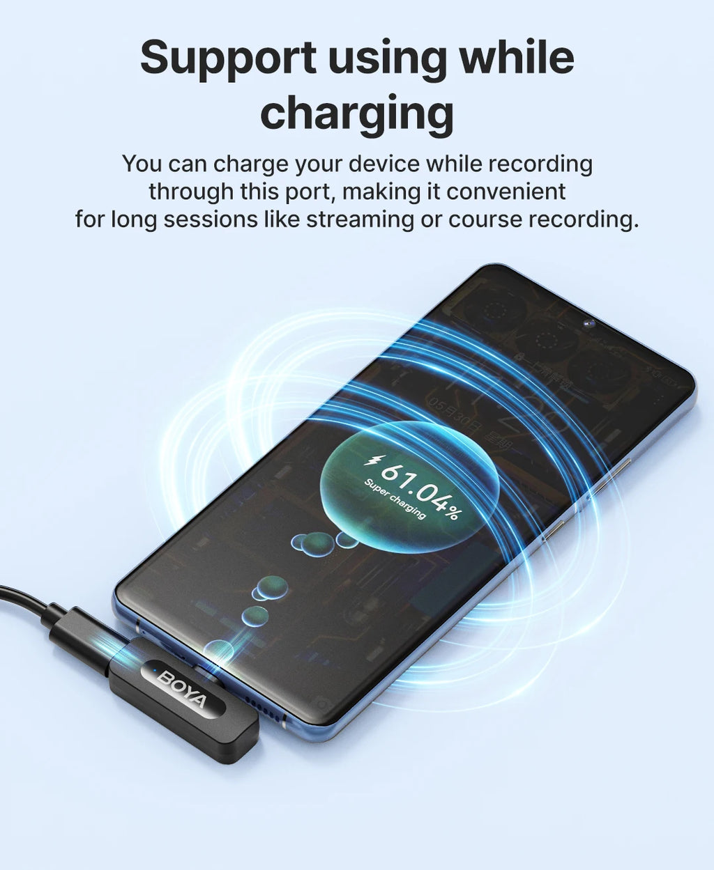 BOYA BY-V3 Wireless Lavalier Lapel Mirophone Noise-cancelling Rechargeable Mic for iPhone Android Camera Live Streaming Vlogging