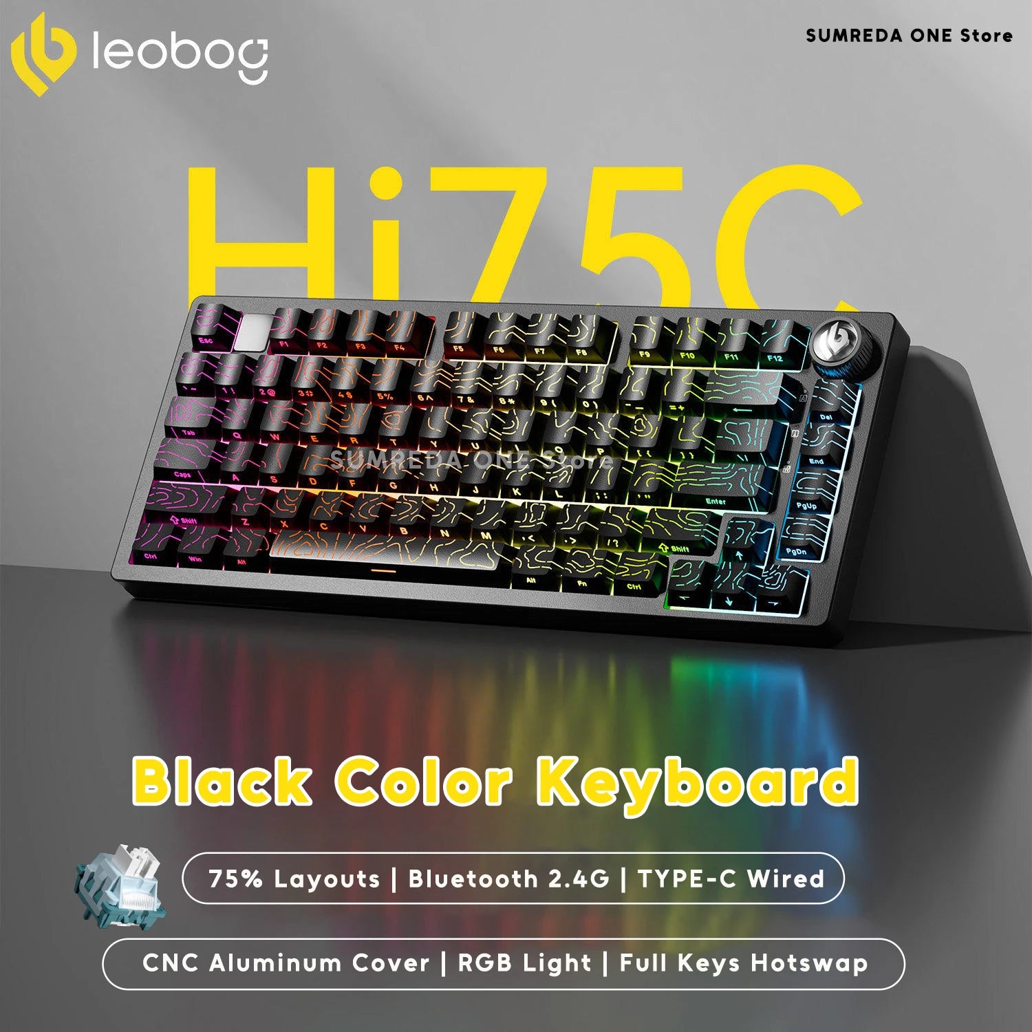 Leobog Hi75C Pro Aluminum Gasket Mechanical Keyboard | Wireless Tri-Mode, Hot-Swap & RGB | 75% Custom Gaming Keyboard