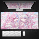 Anime Kawaii Girls PC Gaming Mouse Pad Pink Best Friend Computer Office Accessories Large Gamer Non-slip Keyboard Expansion Pads