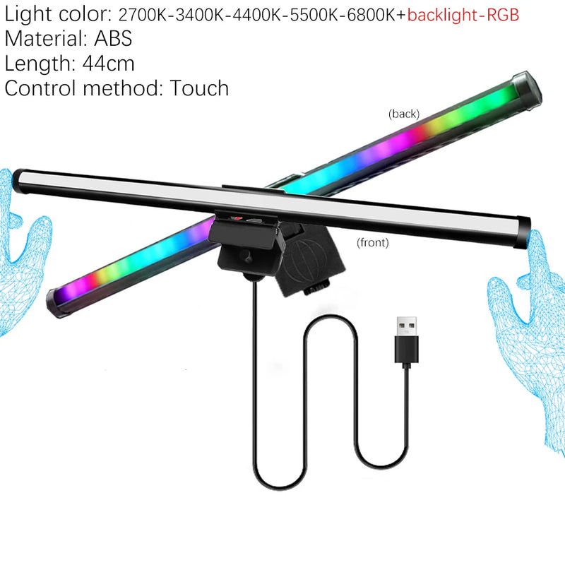 33-60cm Monitor Light Bar PC RGB Background Lighting Eye Protection Dimming Reading/Gaming/Work Lamp Timed Night Light