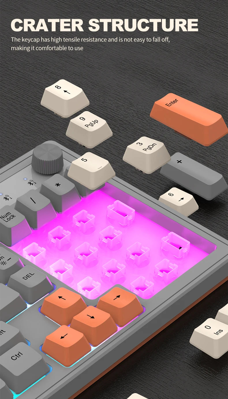 Dual Bluetooth Mechanical Keyboard Dual Modes BT5.0 2.4G Wireless Keyboard RGB Backlight Gaming Keyboard For  PC Laptop Tablet