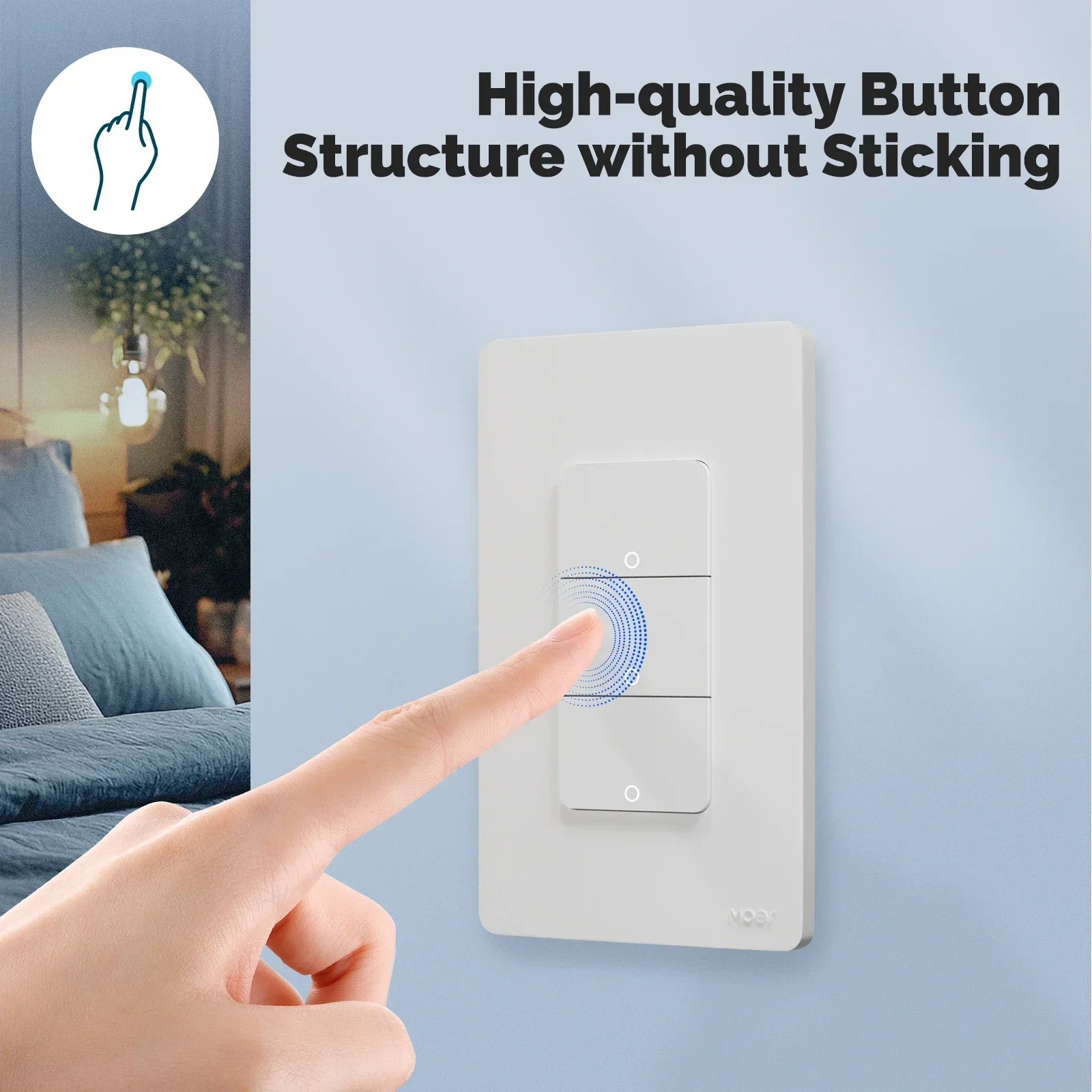 MOES WiFi Matter Switch Smart Tuya Light Button Neutral Wire Required App Control Grounding Design Alexa Google Home Apple Home