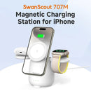 SwanScout 707M Magnetic Charging Station for iPhone 16 15 14 13 Wireless Charger Stand for AirPods 4 for Apple Watch 10-2 Ultra