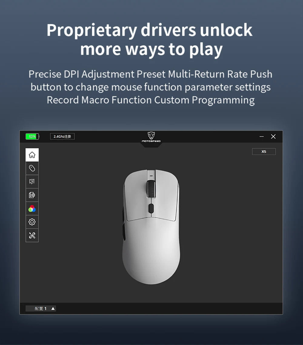 Darmoshark X5 Gaming Mouse 7Key PAW3395 Double 8K Wired Wireless 26000 DPI RGB Magnetic Charging Base Motospeed Macro Game Mouse