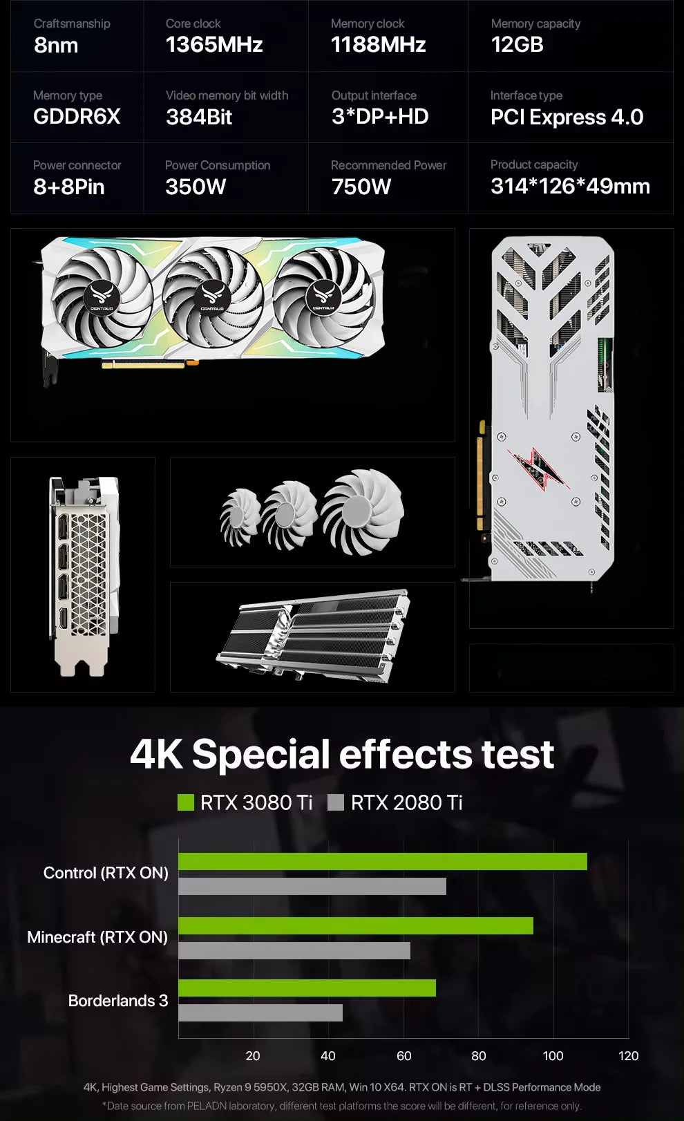 CENTAUR  Gaming GeForce RTX 3060ti 3070 3070ti 8GB GDRR6 256Bit HDM1/DP 3X Fans 3.0 Ampere Architecture Graphics Card