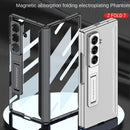 Ultra-thin Transparent Plated Frame Stand Holder with Glass Protective Film Case for Samsung Galaxy Z Fold 7 fold7 Protect Cover