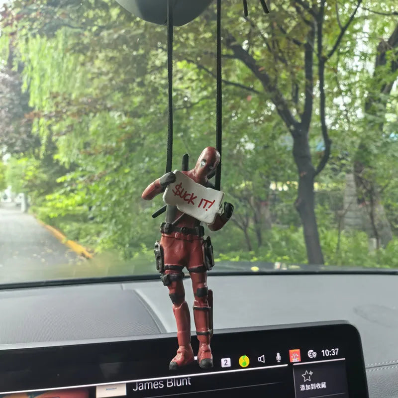 Marvel Deadpool Car Rearview Mirror keyclain Reading Deadpool Car Pendant Mini Model Toy Action Figure New Hot Christmas Gift