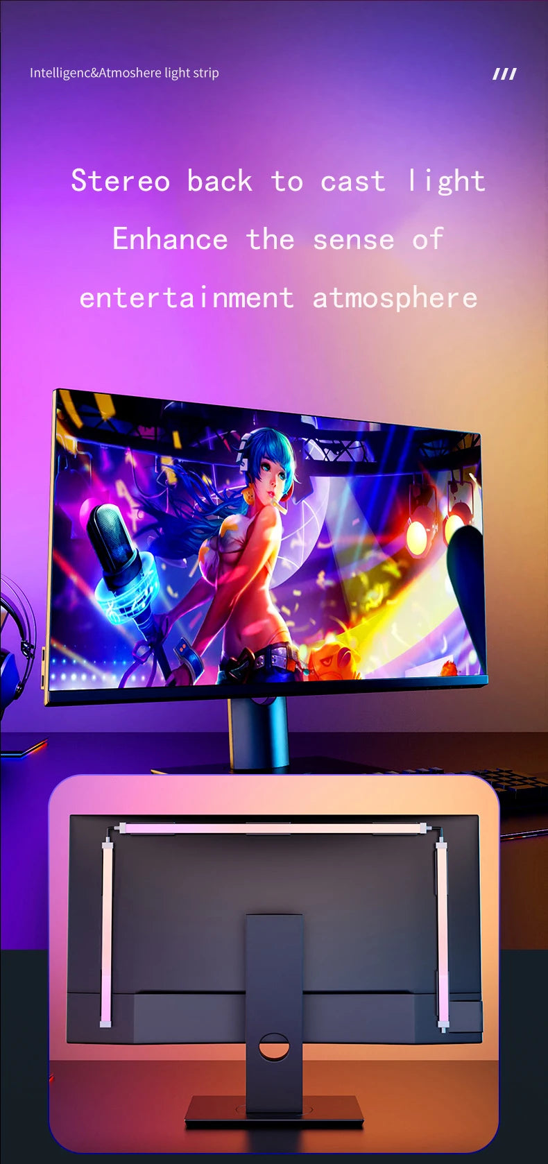 Smart Ambient TV Lighting PC Display Sync LED Strip Light RGB Dream Color DIY Party Game Holiday Atmosphere Ramadan Decor Lamp