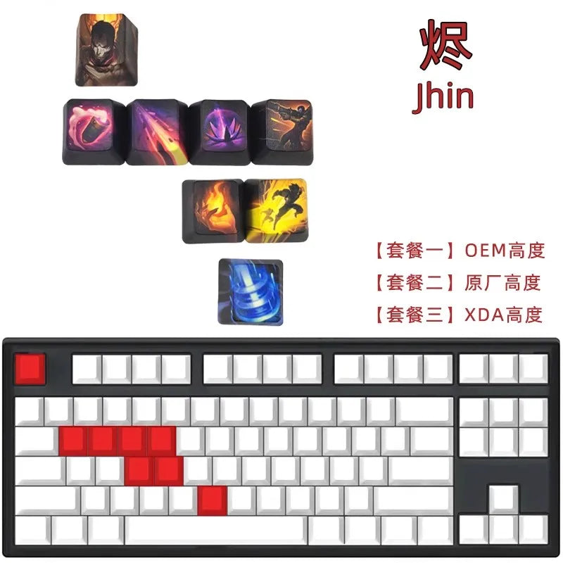 1 Set LOL Keycaps For MX Switch PBT 5 Sides Dye Subbed Keycap All Champions Can Be Customized OEM Cherry XDA Profile Key Cap