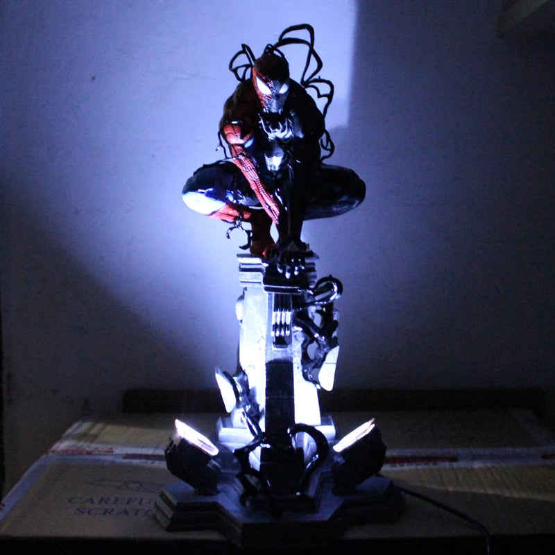 40cm Venom Spider Man Anime Figures Luminous Spiderman Figurine Collection Statue Desk Decoration Marvel Birthday Gift For Kids