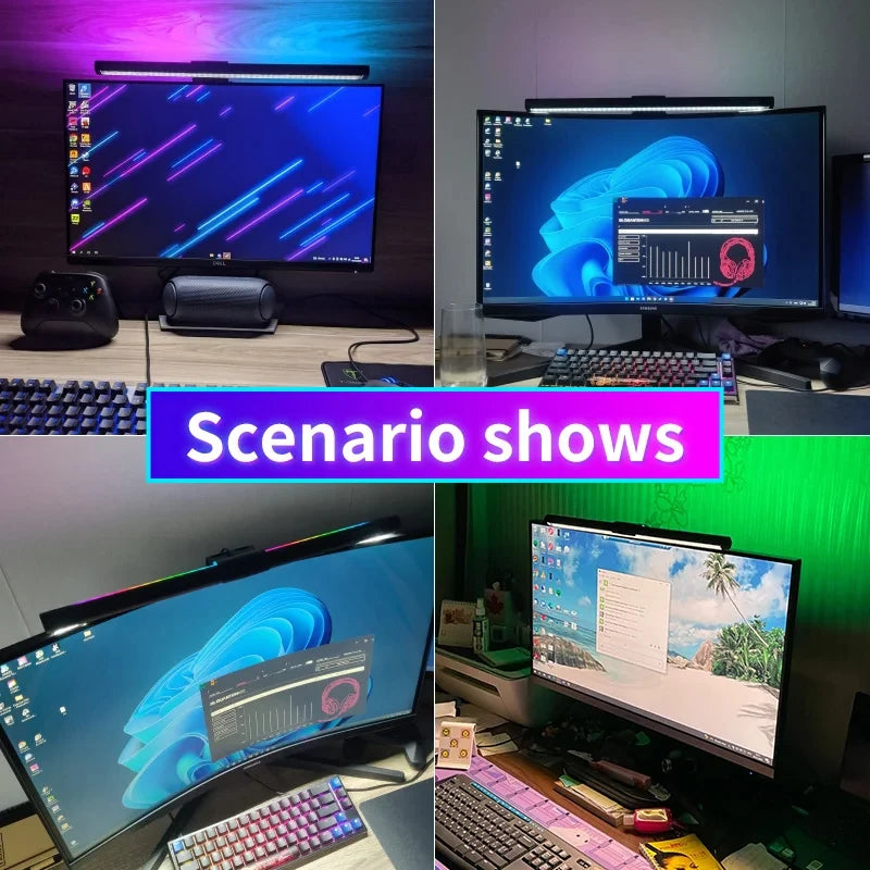 33-60cm Monitor Light Bar PC RGB Background Lighting Eye Protection Dimming Reading/Gaming/Work Lamp Timed Night Light