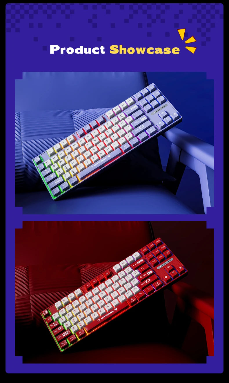 Ajazz AK870MC Wired Mechanical Gaming Keyboard 75% Layout Hot Swap Keyboards 87 Keys Red Brown Switch for Laptop Desktop PC