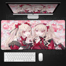 Anime Kawaii Girls PC Gaming Mouse Pad Pink Best Friend Computer Office Accessories Large Gamer Non-slip Keyboard Expansion Pads