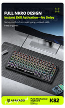 APAYADO K82 Wired Steampunk Mechanical Keyboard 75% Compact 82-Key Hot-Swappable RGB Retro Gaming Keyboard Multifunctional Knob