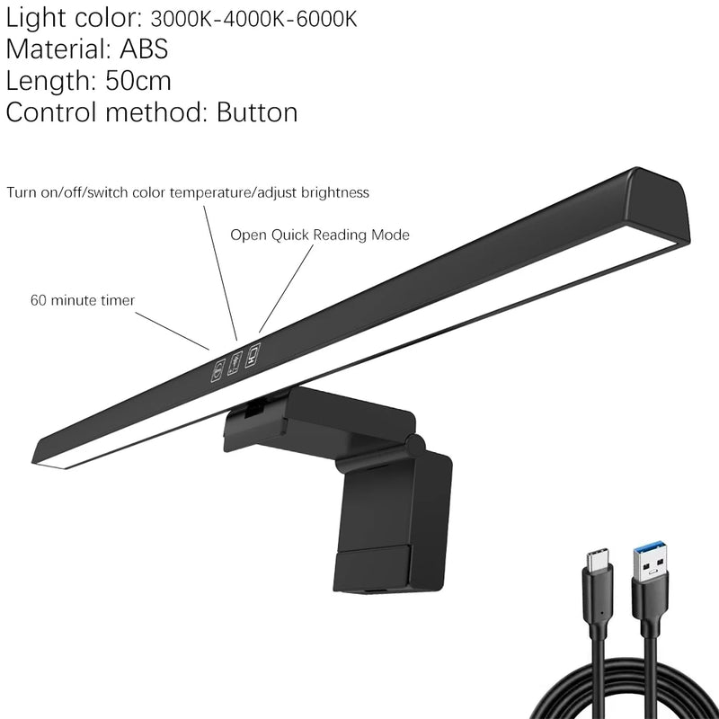 33-60cm Monitor Light Bar PC RGB Background Lighting Eye Protection Dimming Reading/Gaming/Work Lamp Timed Night Light