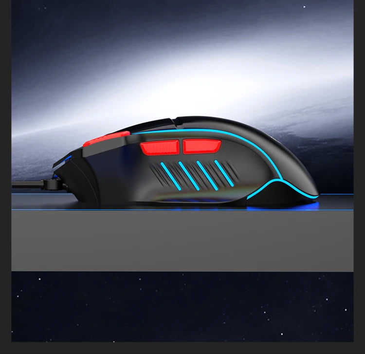 K-Snake Q6 Wired USB Gaming Mouse Desktop PC/Notebook Home Office Glow 8 Button Mouse 7200DPI Macro Programming