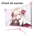 27inch Curved Pink Monitor QHD 165hz 1800R Gaming Display HDR10 Free-Sync Desktop Screen 1ms GTG  With Speakers Tilt Adjustable