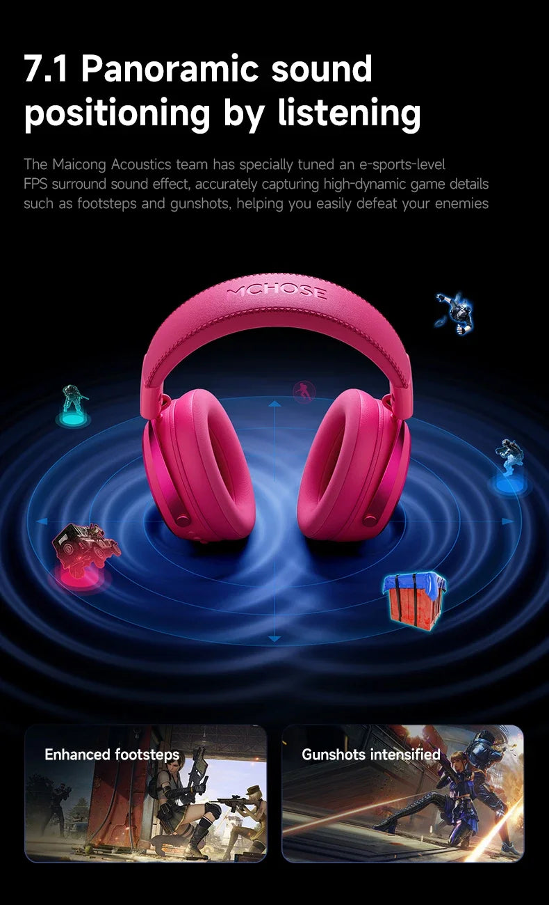 MCHOSE X9 Wireless Headworn Game 7.1 Headset Bluetooth 2.4G Three Mode 53mm Aluminum Foil Polymer Diaphragm eSports Gift Headset