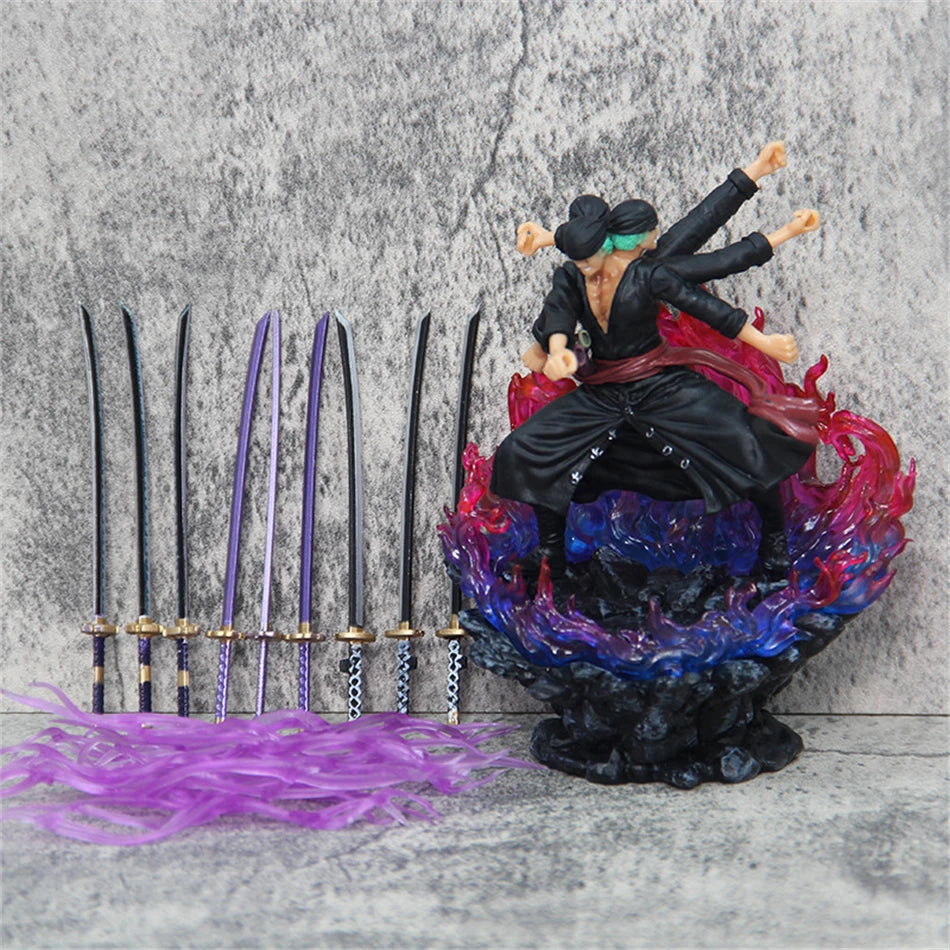 One Piece 14cm Zoro Action Figure Anime Figure Asura Roronoa Zoro Statue Action Figure Collection Model Kid Toy for Xmas Gifts