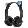 Wireless Headphones Cat Ear Bluetooth-Compatible Helmets Glow Light Over-Ear Headsets Cute Sports Headphones for Kids and Adult
