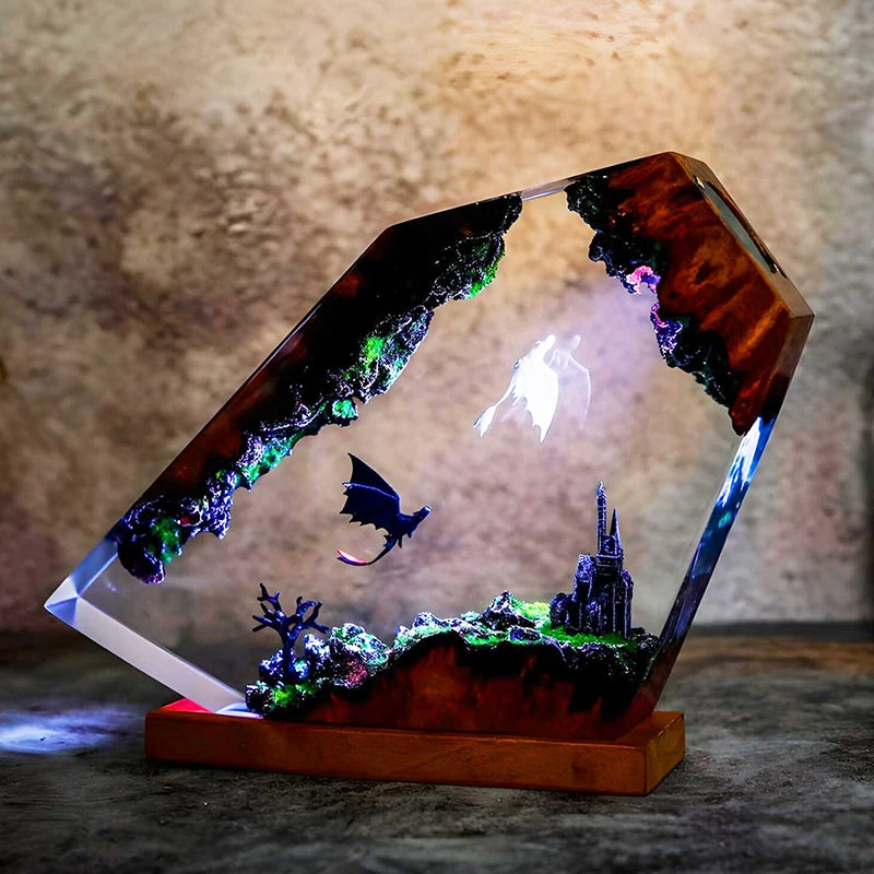 Dragon Organism Resin Table Light Creactive Art Decoration Lamp Cartoon Figure Theme 7 Colors Night Light  USB Charge